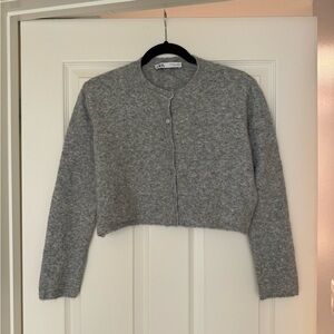 Zara grey cropped knit cardigan